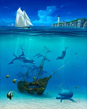 Sail Away Monde sous marin Peinture à l'huile